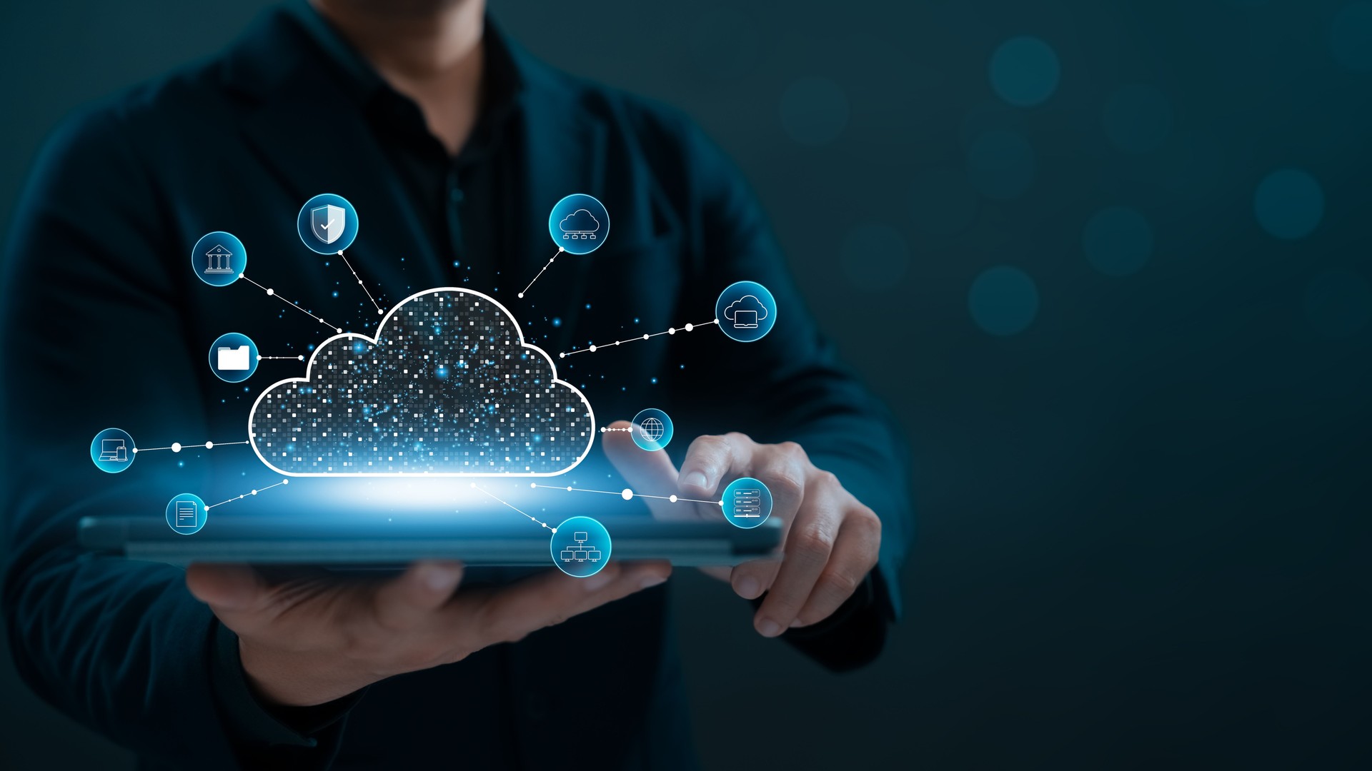 Cloud Computer technology and storage online for computer business network.